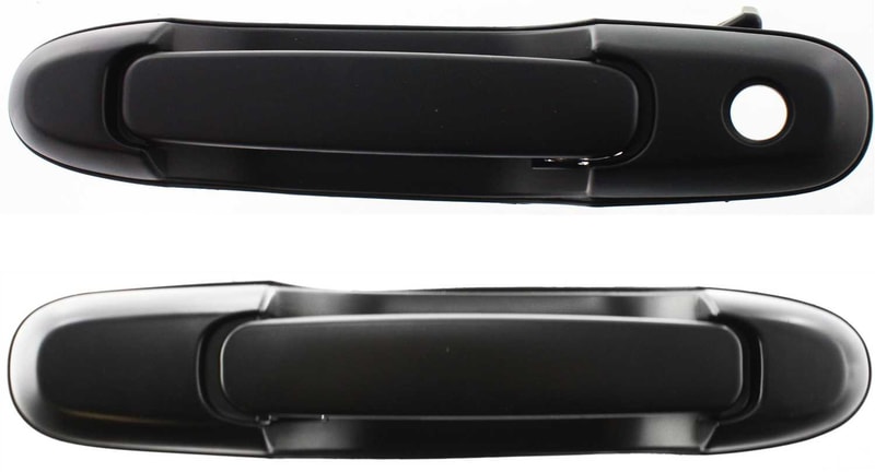 Front and Rear Door Handle Set for 1998-2003 Toyota Sienna, Left (Driver), Outside, 2-Piece, Plastic, Smooth Black Replacement