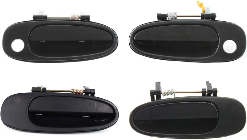 Exterior Door Handle Pair/Set for Toyota Corolla/Prizm 1993-1997, RAV4 1996-2000, Pair/Set of 4, Front and Rear, Right (Passenger) and Left (Driver), Textured Black Replacement