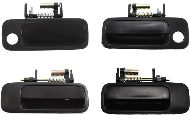 Front and Rear Door Handle for 1997-2001 Toyota Camry/ES300, Right (Passenger) and Left (Driver), Pair/Set of 4, Outside Smooth Black Plastic, USA Built, Replacement