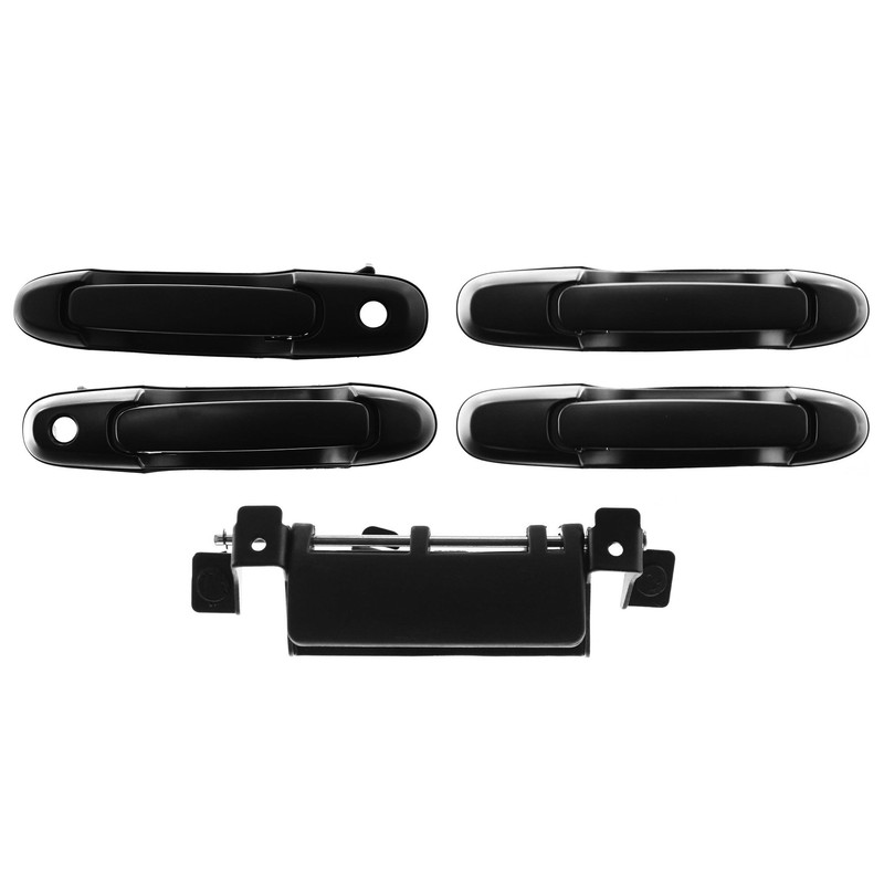 Front and Rear Door Handle Pair/Set for Toyota Sienna 1998-2003, Right (Passenger) and Left (Driver), Smooth Black Outer, 5-Piece Replacement Set