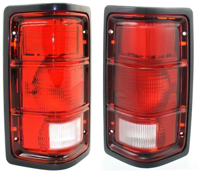 Tail Light Pair/Set for Dakota 1988-1996, Right (Passenger) and Left (Driver), Lens and Housing, Excluding SE Package, with Black Trim, Manufactured From 11-2-1987, Replacement