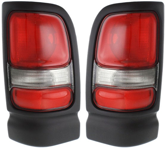 Tail Light Pair/Set for Dodge Ram Pickup 1994-2002 Right (Passenger) and Left (Driver), Lens and Housing, without Sport Package Replacement