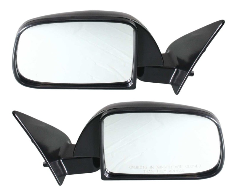Manual Adjust, Manual Folding, Non-Heated, Paintable, Corner Mount Mirror Pair/Set for 1989-1995 TOYOTA Pickup, Right (Passenger) and Left (Driver) Sides, w/ Single Glass, w/o Vent Window Replacement