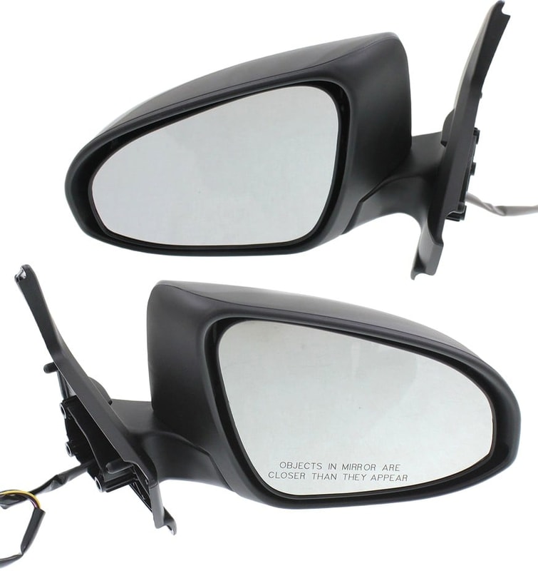 Mirror Pair/Set for Toyota Prius C 2012-2019, Right (Passenger) and Left (Driver), Power Operated, Manual Folding, Heated, Paintable, with Signal Light, Replacement