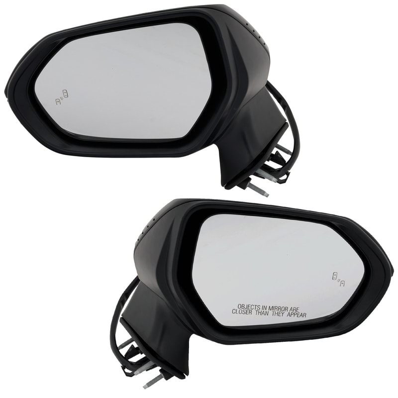 Mirror Pair/Set for Toyota Corolla 2019-2023, Right (Passenger) and Left (Driver), Power Operated, Manual Folding, Heated, Paintable, with Blind Spot Glass and In-Housing Signal Light, without Auto Dimming and Memory, Replacement
