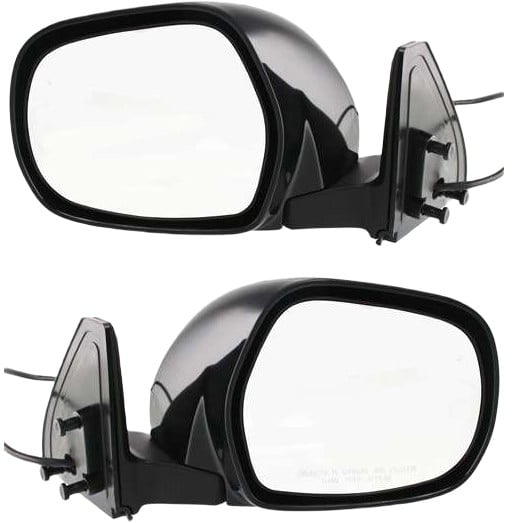 Mirror Pair/Set for Toyota 4Runner 2003-2009 with Right (Passenger) and Left (Driver) Side, Manual Folding, Power Adjusted, Heated, Paintable, Without Auto-Dimming, Blind Spot Detection, Memory, and Signal Light Replacement
