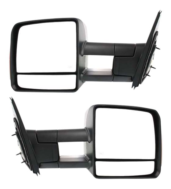 Towing Mirror Pair/Set for Toyota Tundra 2007-2021, Right (Passenger) and Left (Driver), Power Adjustment, Manual Folding, Heated, Textured Finish, with Signal Light, Replacement