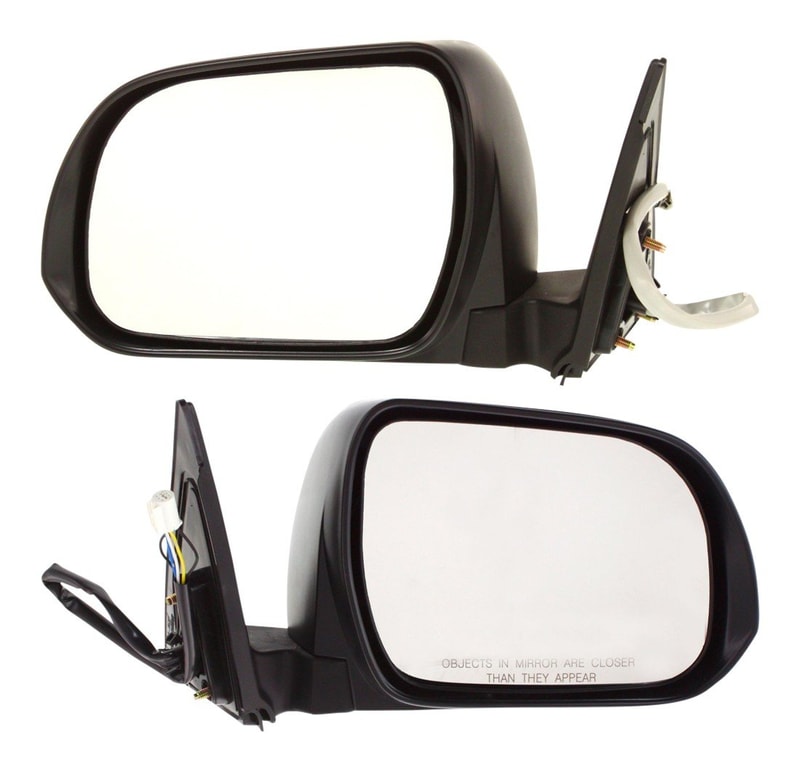 Mirror Pair/Set for 2008-2013 Highlanders, Right (Passenger) and Left (Driver), Power, Manual Folding, Heated, Paintable, w/o Puddle Light, Suitable for Hybrid and 2008-2010 Non-Hybrid Models, Japan Built Vehicle Replacement