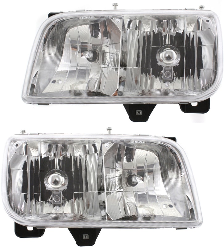 Headlight Assembly Pair/Set for 1999-2000 Cadillac Escalade, Includes Right (Passenger) and Left (Driver) Side, Composite Halogen Design, Replacement