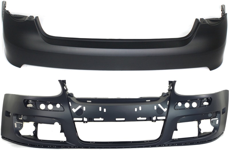 Front and Rear Bumper Cover Set for 2005-2010 Volkswagen Jetta, Primed (Ready to Paint), Replacement