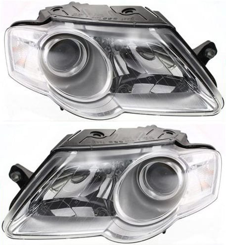 Headlight Assembly for Volkswagen Passat, 2006-2010, Halogen, Right (Passenger) and Left (Driver) Replacement Set