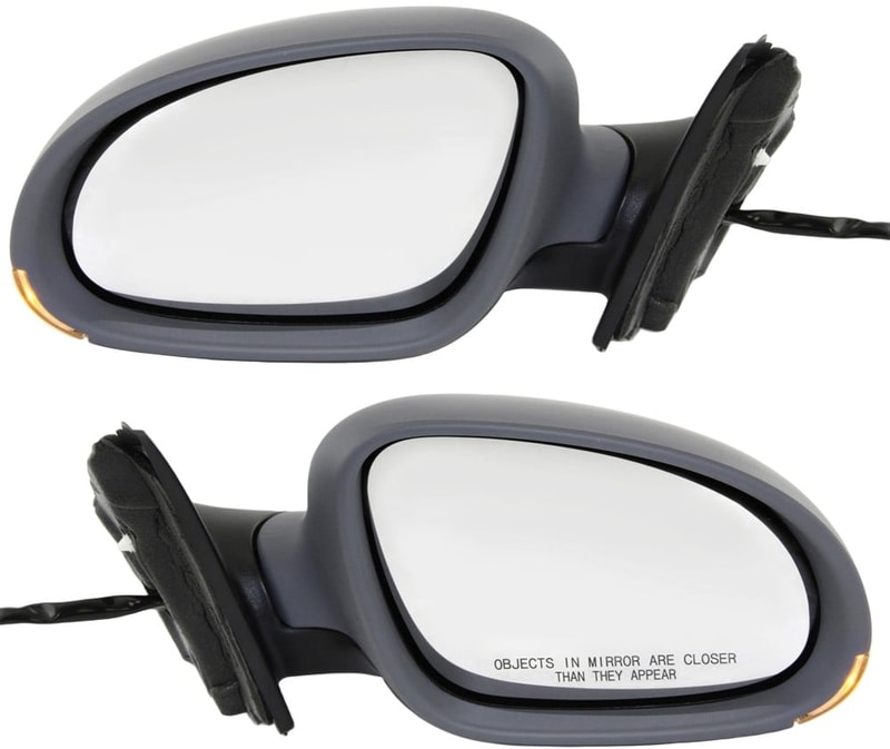 Mirror Pair/Set for Volkswagen Jetta 2005-2010 Sedan, Right (Passenger) and Left (Driver), Power Operated, Manual Folding, Heated, Paintable, with Signal Light, without Puddle Light, Replacement