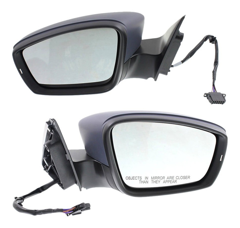 Mirror Pair/Set for Volkswagen Jetta 2011-2018 Sedan/Hybrid, Right (Passenger) and Left (Driver), Power, Heated, Manual Folding, Paintable, with Signal Light, Replacement