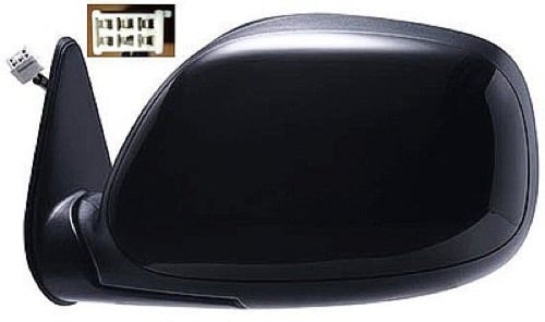 Left (Driver) Outside Side View Mirror Assembly for 2000 - 2004 Toyota Tundra SR5 Standard Cab Pickup + 4 Door; Extended Cab Pickup, Power; Heated; Chrome;  879400C100, Replacement