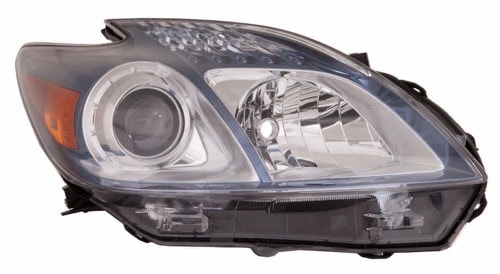 Headlight for Toyota Prius Plug-In 2012-2015, Right (Passenger), Lens and Housing, Halogen, CAPA-Certified, Replacement