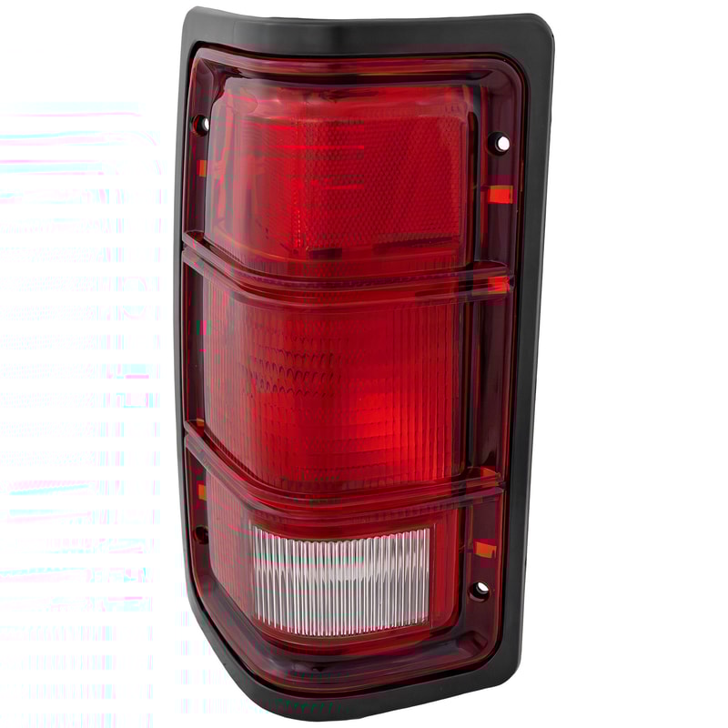 Tail Light for Dodge Dakota 1987-1996, Left (Driver) Side, Lens and Housing with Black Outer Trim, without Chrome Inner Stripes, Replacement