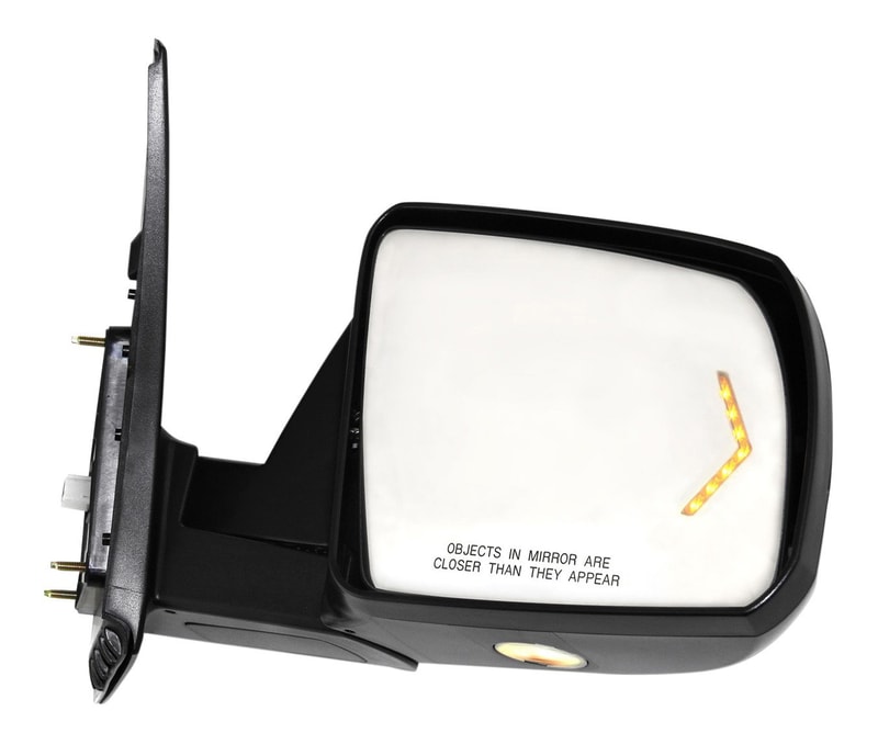 Right (Passenger) Mirror for Toyota Sequoia (2008-2011, Limited/Platinum Models) & Tundra (2007-2013, Limited Model), Non-Towing, Power Operated & Folding, Heated, Chrome, with Memory, Puddle Light & Signal Light, Replacement