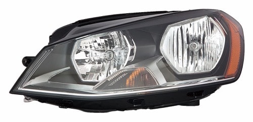 Left (Driver) Headlight Assembly for 2015 - 2020 Volkswagen Golf, Front Headlight Assembly Replacement Housing / Lens / Cover, Halogen till 6-29-2014, Composite,  5G0941005C, Replacement