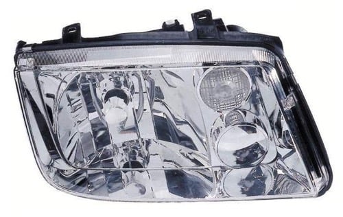 Right (Passenger) Headlight Assembly for 1999 - 2002 Volkswagen Jetta, Front Assembly Replacement Housing / Lens / Cover, without fog lights, with bright bezel, late design, Composite,  1J5941018AJ, Replacement