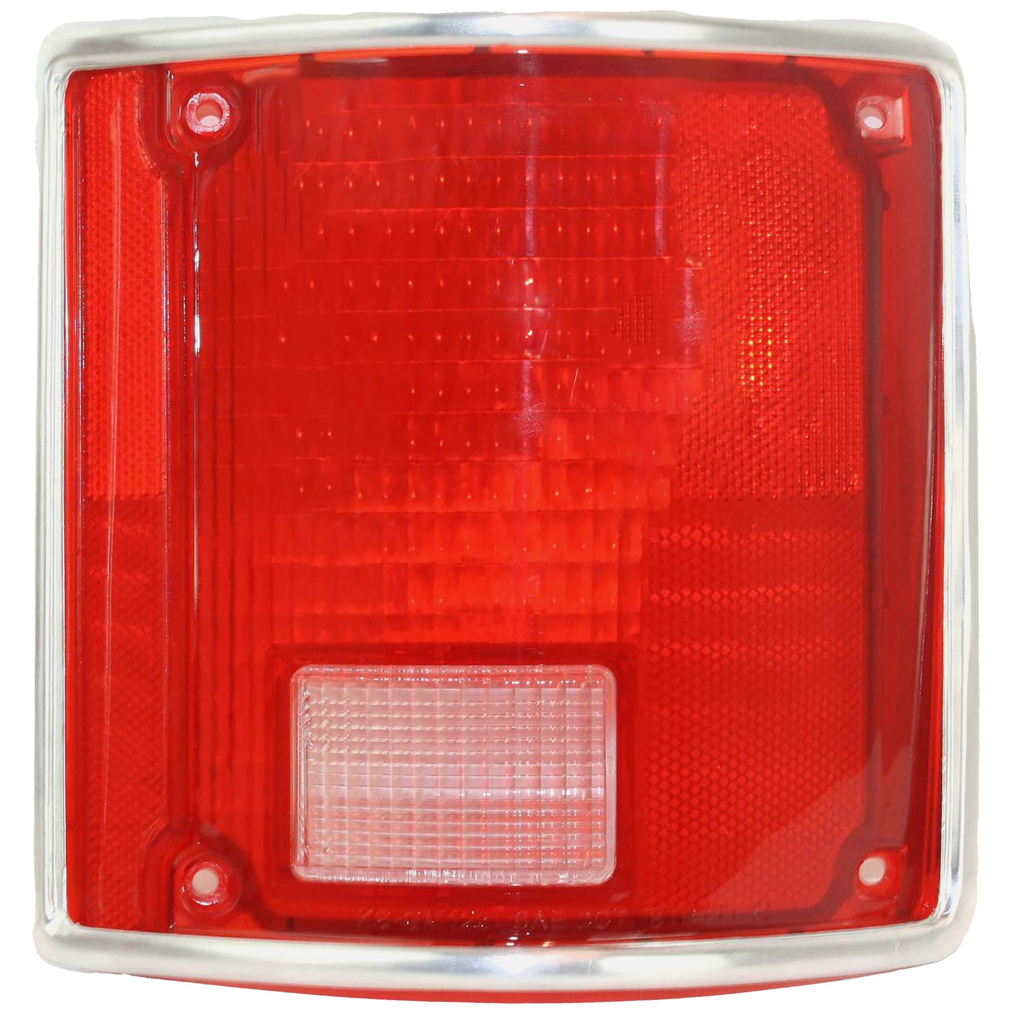 Tail Light Lens for Chevrolet Suburban 1973-1991, Right (Passenger) Side, with Chrome Trim, Replacement