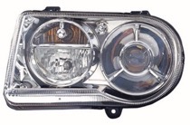 Left (Driver) Headlight Assembly for 2005 - 2010 Chrysler 300 + 300C, Front Replacement Housing/Lens/Cover, with Halogen, Composite,  57010863AA, Replacement