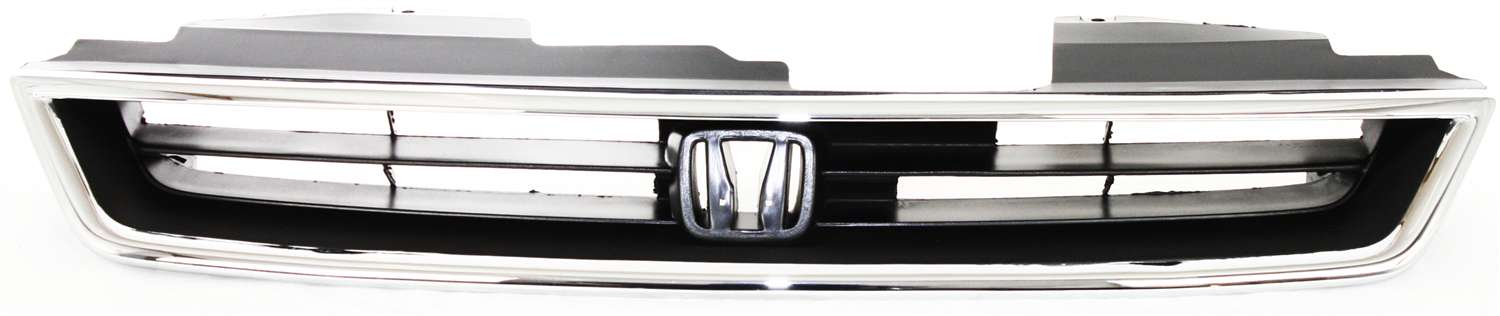 Grille for 1996-1997 Honda Accord, 4-Cylinder, Chrome Shell with Textured Black Insert, Replacement