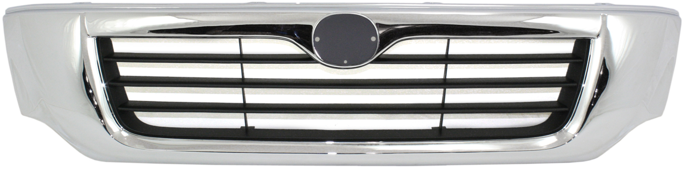 Grille Replacement for Mazda Pickup 1998-2000, Chrome Shell with Painted Black Insert, Plastic Material
