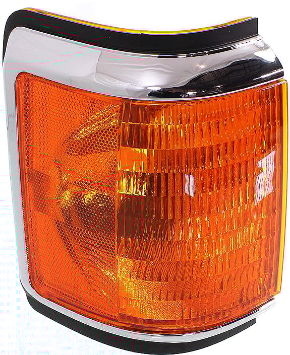 Right (Passenger) Corner Light for Ford F-Series 1987-1991, Lens and Housing with Trim, Replacement Models: F-150, F-250, F-350, F-Super Duty.