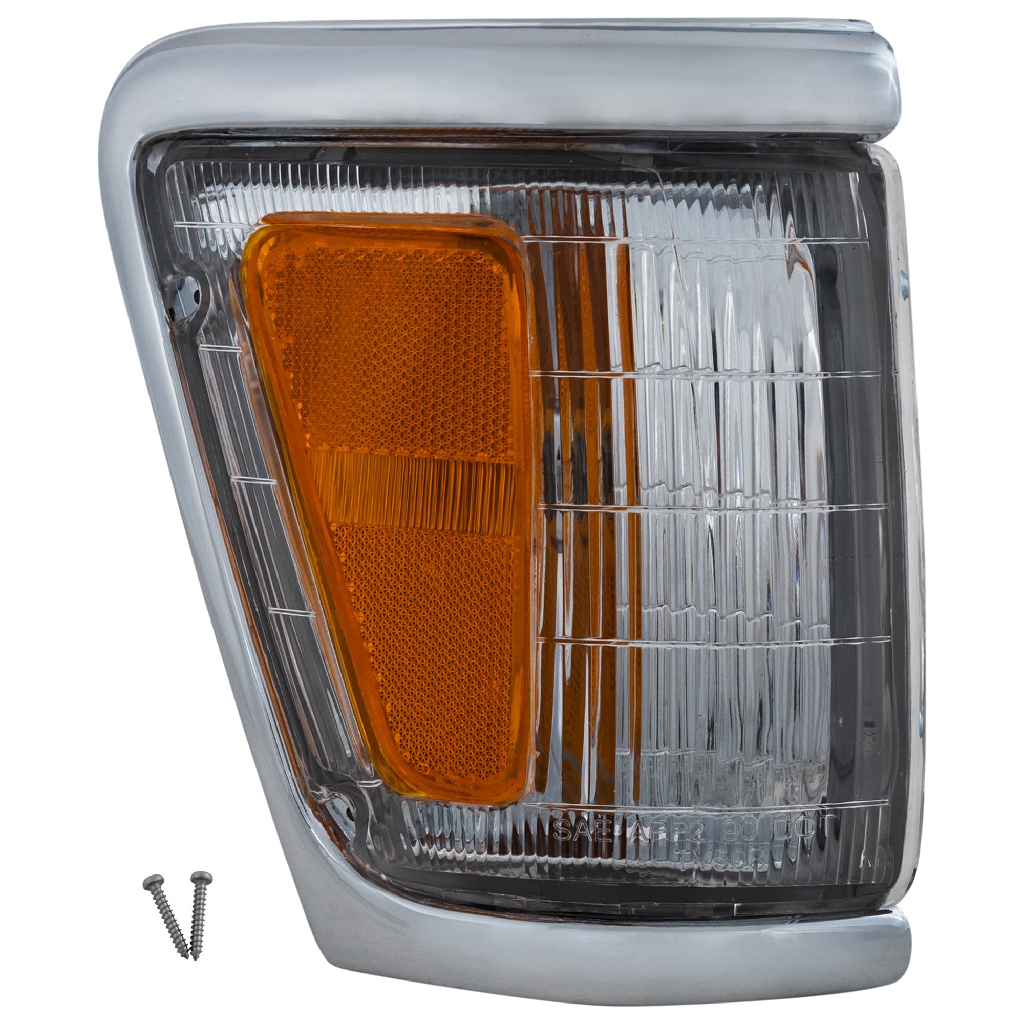 Corner Light Assembly for Toyota Pickup 1992-1995, Right (Passenger) with Chrome Trim, 4WD (Four-Wheel Drive), Replacement