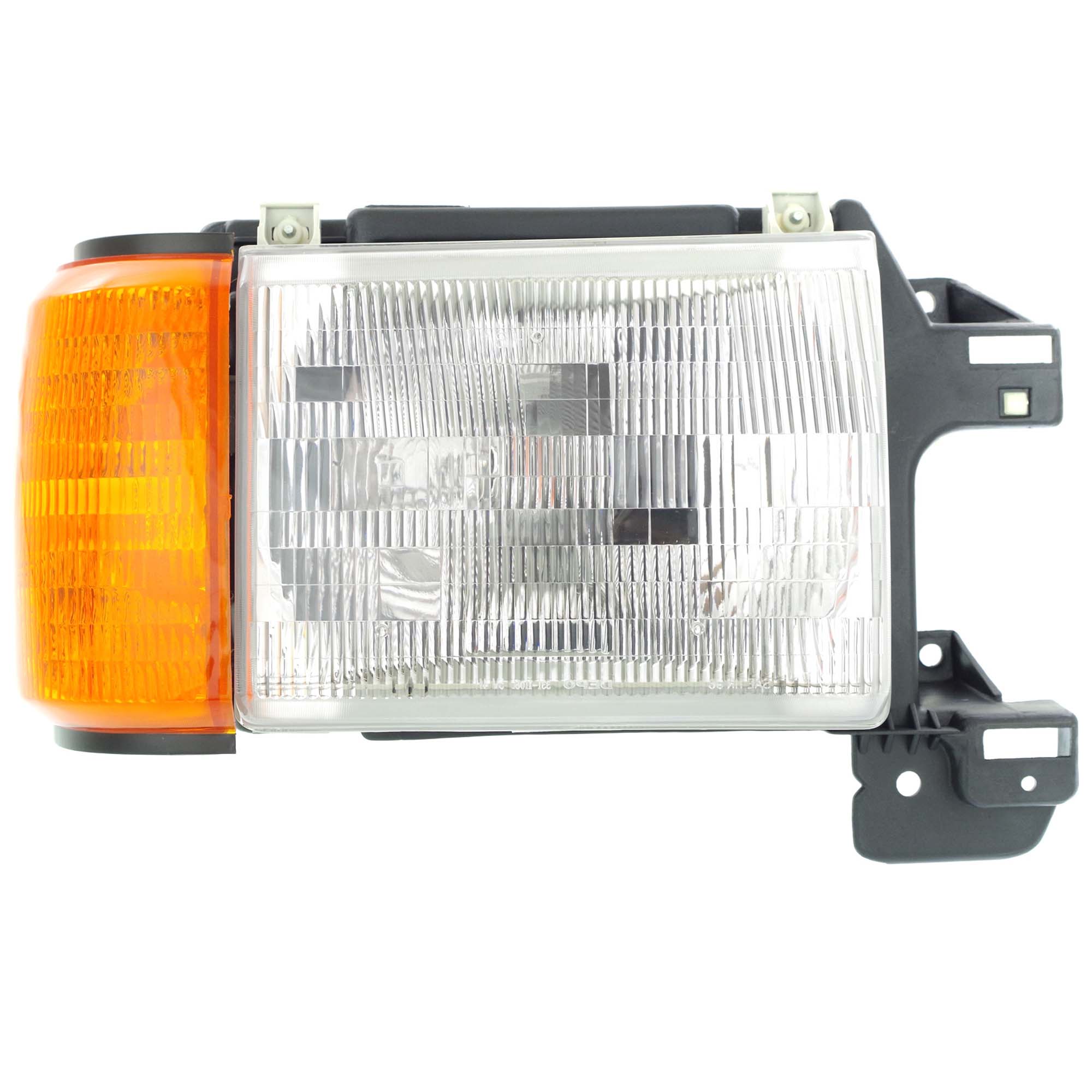 Headlight Assembly for Ford F-Series 1987-1991, Right (Passenger) Side, Halogen, with Side Marker Light, without Trim, Replacement Ford Models: F-150, F-250, F-350.