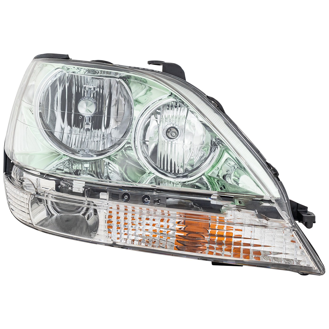 Headlight Assembly for Lexus RX300 2001-2003, Right (Passenger) Side, Halogen with Chrome Interior, Replacement