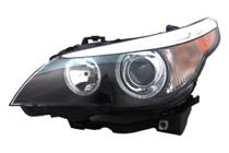 Left (Driver) Headlight Assembly for 2004 - 2007 BMW 525i, Front Headlight Assembly Replacement Housing, Lens, Cover, E60, Xenon without Auto Adjust Lights, Composite,  63127160197, Replacement