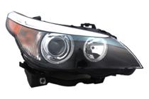 Headlight Assembly for 2004 - 2007 BMW 525i Right (Passenger) Front Replacement Housing/Lens/Cover - E60, Xenon without Auto Adjust Light, Composite,  63127160198, Replacement.