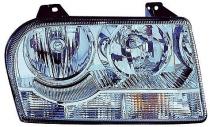 Right (Passenger) Headlight Assembly for 2009 - 2010 Chrysler 300 + 300C, Front Replacement Housing, Lens, Cover, Halogen without Delay Option, with Bulb, Composite;  57010756AA