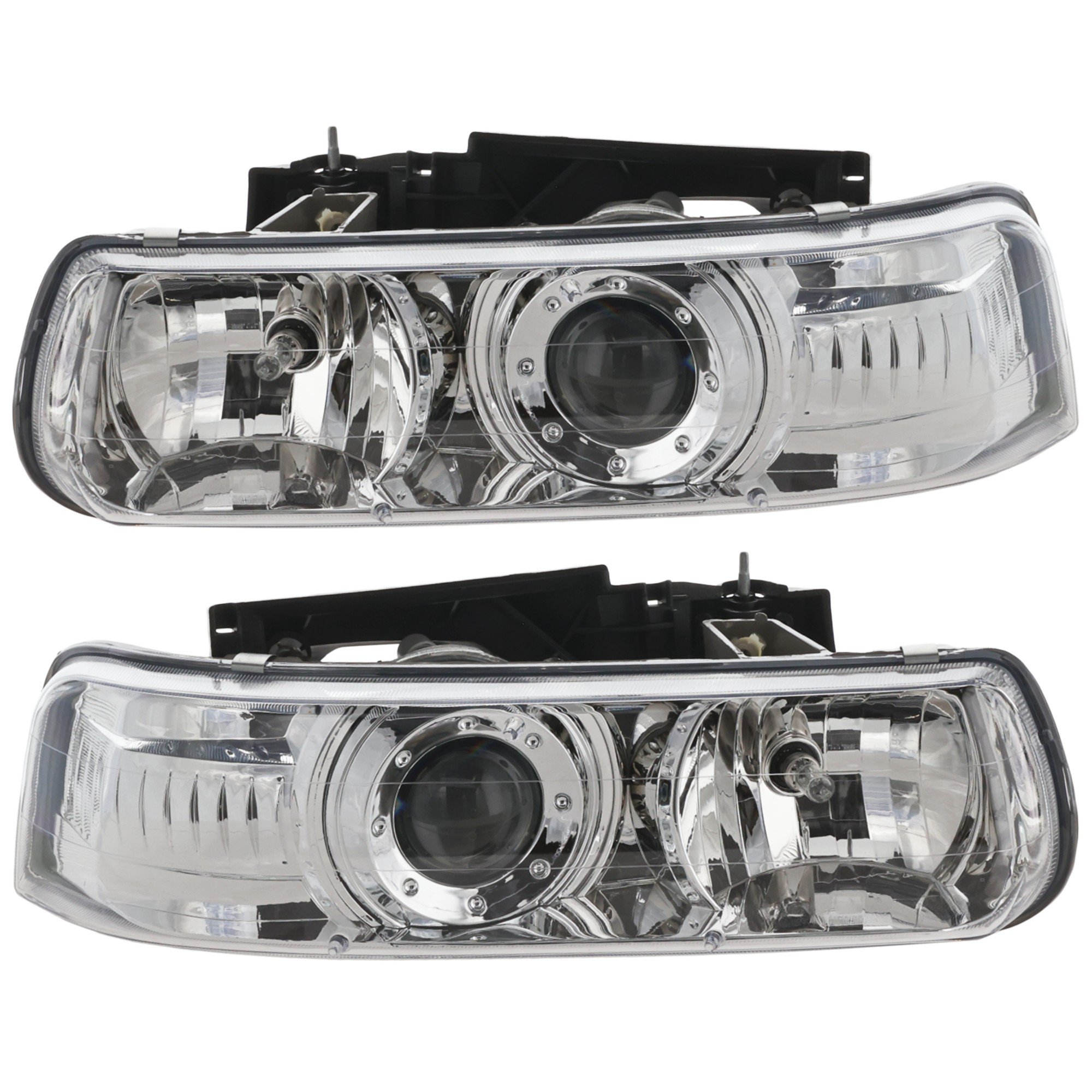 Performance Set Headlight Assembly for 1999 - 2006 Chevrolet Tahoe, Right (Passenger), Projector Design, Chrome,  GM2505108, Replacement