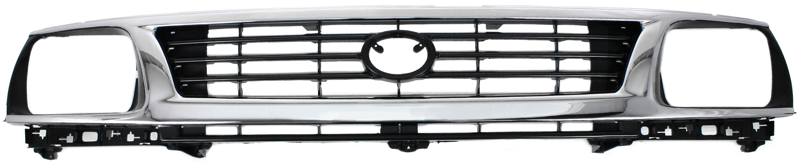 Grille for 1995-1996 Tacoma, Plastic, Chrome Shell/Painted Black Insert, 2WD (Two-Wheel Drive), Replacement
