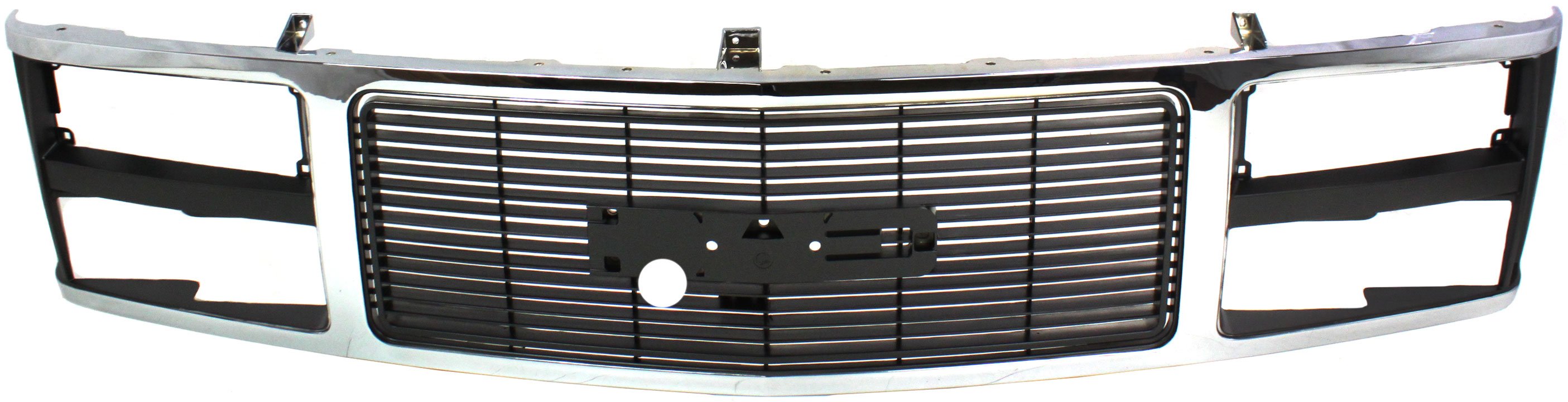 Chrome Shell/Black Insert Grille for 1988-1993 GMC C/K Series, Compatible with Quad or Composite Headlights, Replacement