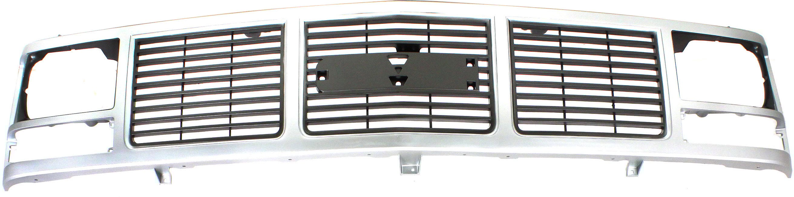 Grille for 1988-1993 GMC C/K Series, Silver Shell and Insert with Single Sealed Beam Headlight, Replacement