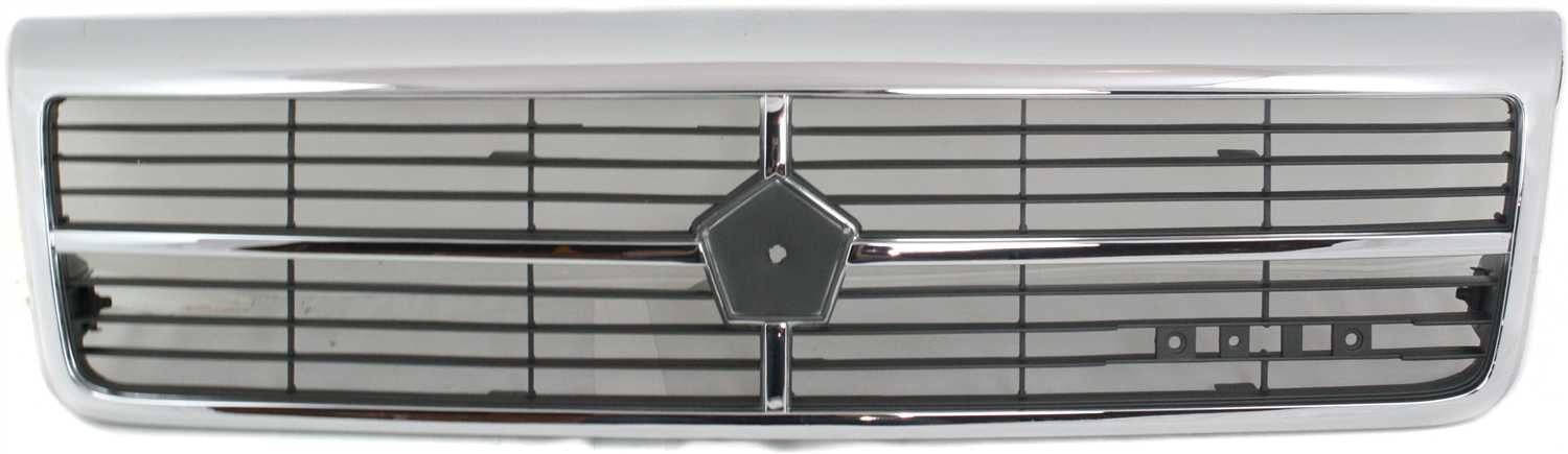 Grille for Dodge Spirit Base Model, 1989-1992, Plastic, Chrome Shell with Painted Black Insert, Replacement