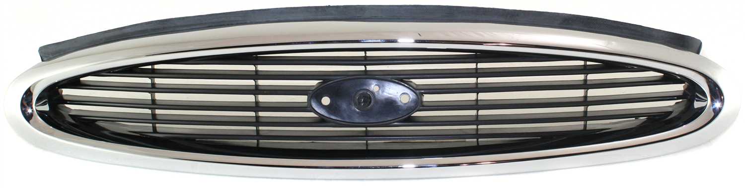Chrome Shell/Painted Black Insert Grille for 1998-2000 Ford Contour (Excludes SVT Model), Replacement