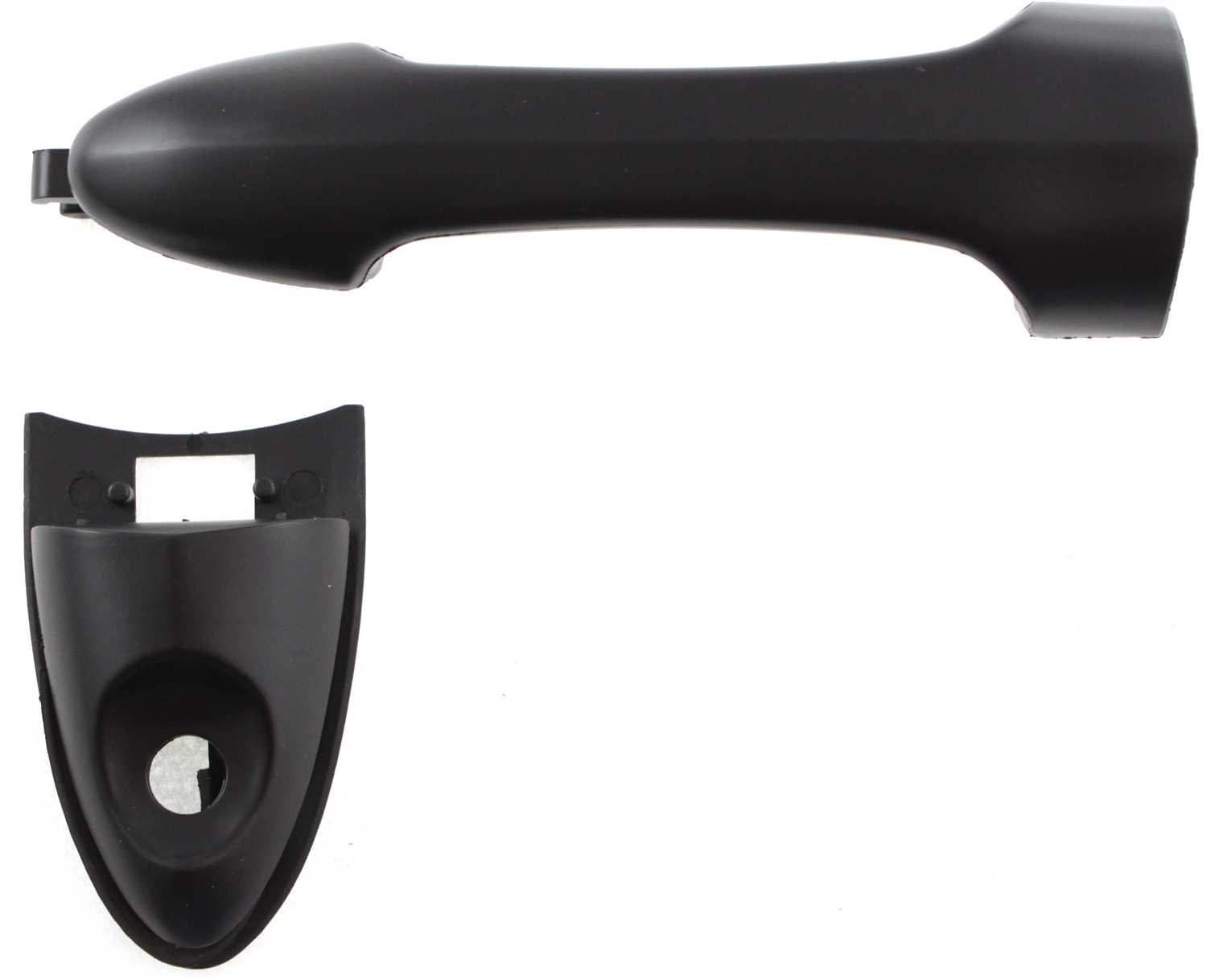 Exterior Door Handle for Ford Focus 2000-2007, Right (Passenger) = Left (Driver), Textured Black, with Keyhole, Cap, Cover, Pad, Handle, Replacement