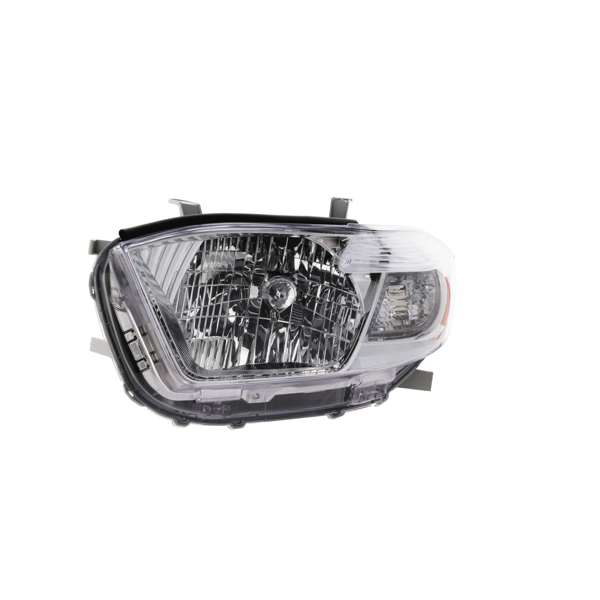Headlight for Toyota Highlander 2008-2010 Left (Driver), Lens and Housing, Chrome Interior, Base/Limited/SE Models, Japan Built Vehicle, Replacement