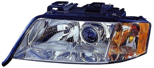 Left (Driver) Headlight Assembly for 1998 - 2001 Audi A6, Front Headlight Assembly Replacement Housing/Lens/Cover, 2.8L V6 FWD, Halogen Composite,  4B0941003AS, Replacement