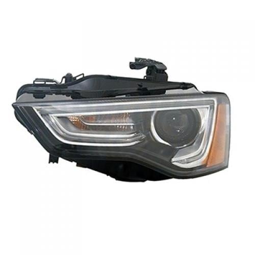 Left (Driver) Headlight Assembly for 2012-2017 Audi A4, Xenon, Without Curve Lighting, From May 9 2012, Composite,  8T0941043E, Replacement