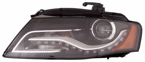 Right (Passenger) Headlight Assembly for 2010 - 2012 Audi A4 Sedan, Front Headlight Assembly Replacement Housing / Lens / Cover, Xenon without Curve Lighting from 6/21/2010, Composite,  8K0941030AS, Replacement