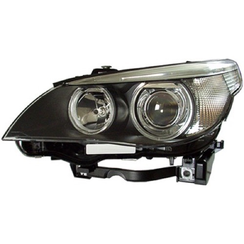Left (Driver) Headlight Assembly for 2004 - 2007 BMW 525i, E60 Body Code, Front Headlight Assembly Replacement Housing / Lens / Cover, Xenon, Without Auto Adjust Lights, Composite,  63127160197, Replacement