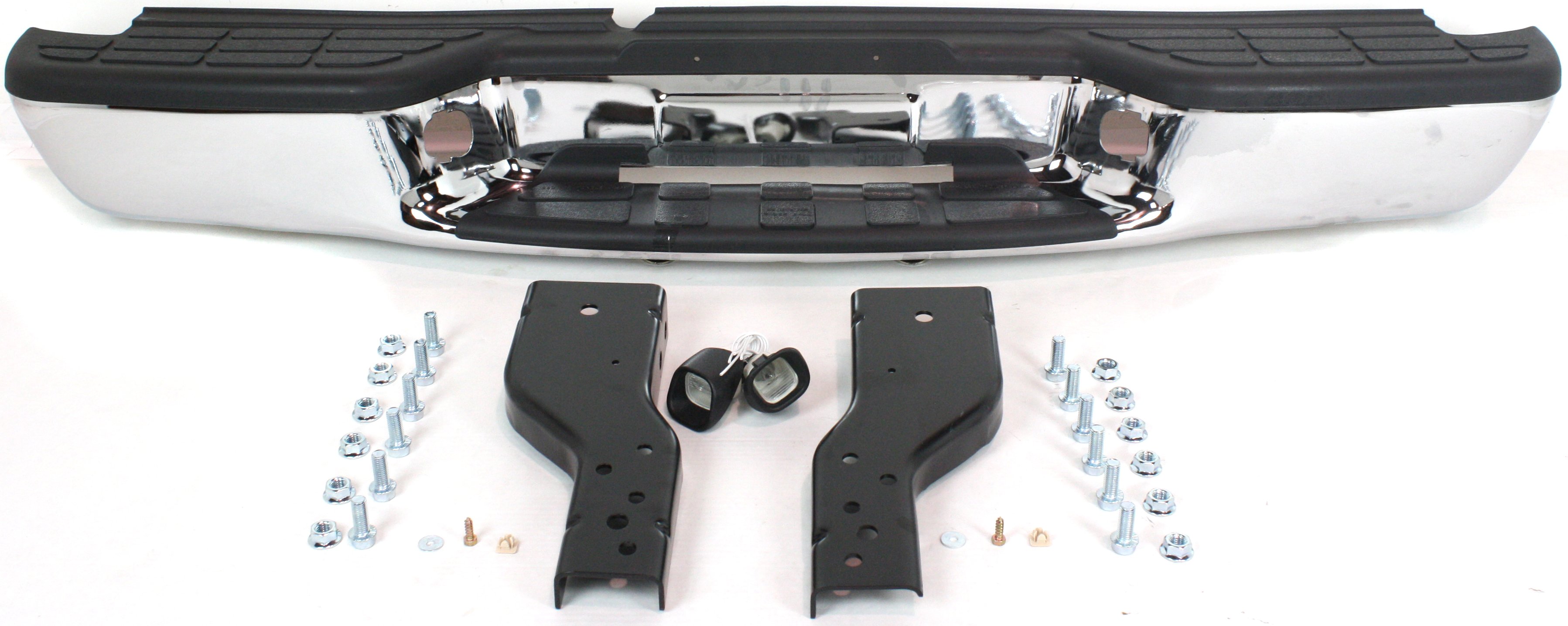 Chrome Step Bumper Face Bar and Pad for Chevrolet S10 Pickup 1998-2004, with Pad Provision, without Mounting Bracket, Fleetside, Replacement