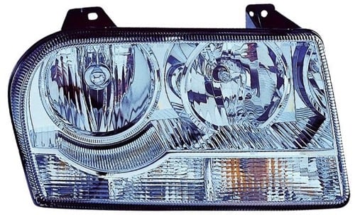 Left (Driver) Headlight Assembly for 2008 Chrysler 300, Front Replacement Housing, Lens, Cover, Halogen, without Delay Option, Composite, 4805757AI, Replacement