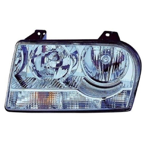 Right Passenger Headlight Assembly for 2009-2010 Chrysler 300, Front Headlight Replacement Housing/Lens/Cover (3.5L V6 + 2.7L V6), Halogen, Without Delay Option, With Bulb, Composite,  57010756AA, Replacement