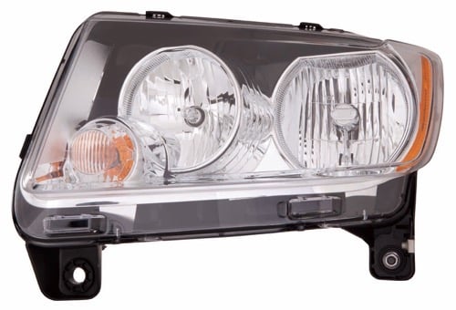 Left (Driver) Headlight Lens/Housing for 2011 - 2013 Jeep Compass, Front Headlight Assembly Replacement Housing / Lens / Cover - Left (Driver) Side, Halogen; Code LMB; without Leveling;  68088869AD, Replacement